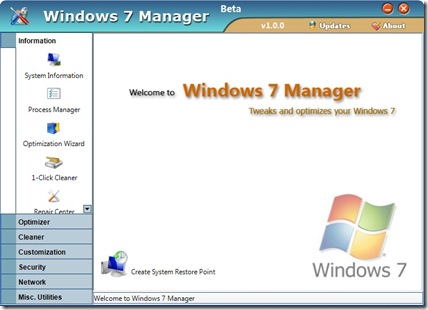 Windows 7 Manager 1.0.0