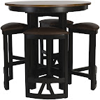 42 Inch Diameter Barcelona Table Shown in Medium and Midnight Oak, Shown with Barcelona Barstools