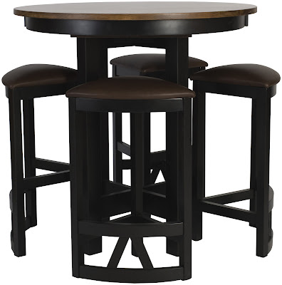 42 Inch Diameter Barcelona Table Shown in Medium and Midnight Oak, Shown with Barcelona Barstools