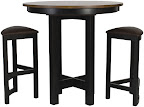 42 Inch Diameter Barcelona Table Shown in Medium and Midnight Oak, Shown with Barcelona Barstools