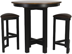 42 Inch Diameter Barcelona Table Shown in Medium and Midnight Oak, Shown with Barcelona Barstools