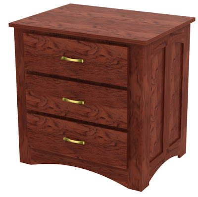 Haiku Nightstand in Simulated Autumn Oak, Shown with Custom Hardware