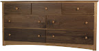 Shaker Dresser, Walnut & Cherry Hardwood, Natural Finish