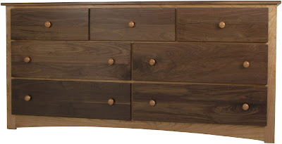 Shaker Dresser, Walnut & Cherry Hardwood, Natural Finish