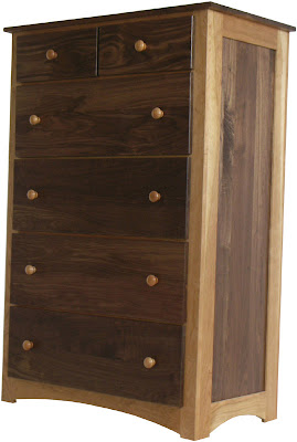 Shaker Dresser, Walnut & Cherry Hardwood, Natural Finish