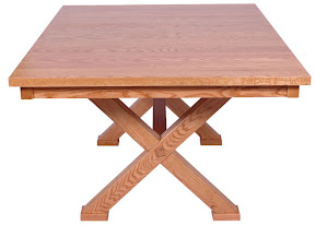 60 x 46 Railroad Dining Table, Oak Hardwood, Honey Finish