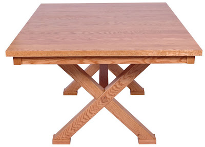 60 x 46 Railroad Dining Table, Oak Hardwood, Honey Finish