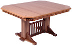 60 x 42 Woodland Dining Table, Custom Mixed Wood Fluting on Skirt Legs and Tabletop, Oak and Walnut Hardwood, Natural Finish