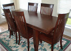 80 x 42 Lancaster Dining Table & Lancaster Chairs, Cherry Hardwood, Antique Finish