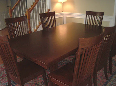 80 x 42 Lancaster Dining Table & Lancaster Chairs, Cherry Hardwood, Antique Finish