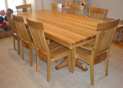 100 x 46 Woodland Dining Table & Harvest Chairs, Quarter Sawn Oak Hardwood, Honey Finish