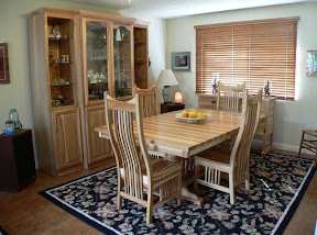60 x 42 Riverside Dining Table & Western Chairs & Mission Sideboard & Vermont Mission Hutch, Hickory Hardwood, Natural Finish