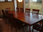 80 x 46 Trestle Dining Table With Added Leaves & Lancaster Chairs, Cherry Hardwood, Antique Finish