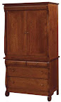 Classic Armoire, Quarter Sawn Oak Hardwood, Mahogany Finish