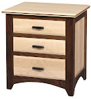 Monticello Nightstand, Walnut and Maple Hardwood, Natural Finish