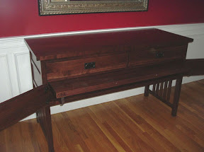 Mission Sideboard with Table Leaf Storage, Walnut Hardwood, Natural Finish