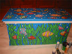 Original Trevor Romain  painted hope chest entitled �Sea of Smiles�