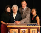 Original Denise Duong painted hope chest signed by George H.W. & Barbara Bush entitled �A piece of History�
