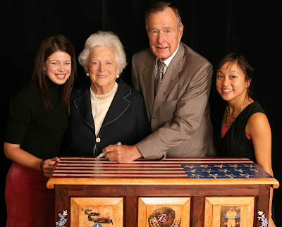 Original Denise Duong painted hope chest signed by George H.W. & Barbara Bush entitled �A piece of History�