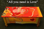 Original Alexandra Nechita painted hope chest entitled �All you need is Love