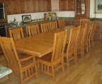 90 x 42 Woodland Dining Table with Added Leaves & Raised Mission Chairs, Oak Hardwood, Rustic Finish