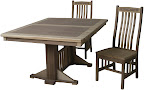 60 x 42 Woodland Dining Table, Custom Double Border Design, Hickory and Walnut Hardwood, Oil and Wax Finish