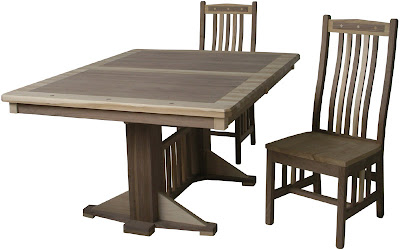 60 x 42 Woodland Dining Table, Custom Double Border Design, Hickory and Walnut Hardwood, Oil and Wax Finish