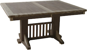 60 x 42 Woodland Dining Table, Custom Double Border Design, Hickory and Walnut Hardwood, Oil and Wax Finish
