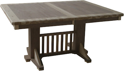 60 x 42 Woodland Dining Table, Custom Double Border Design, Hickory and Walnut Hardwood, Oil and Wax Finish
