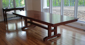 100 x 42 Trestle Dining Table, Oak Hardwood, Autumn Oak
