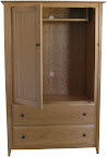 Shaker Style, Armoire Entertainment Center, Cherry Wood, Natural Finish