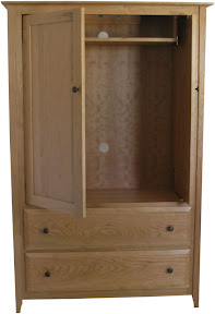 Shaker Style, Armoire Entertainment Center, Cherry Wood, Natural Finish