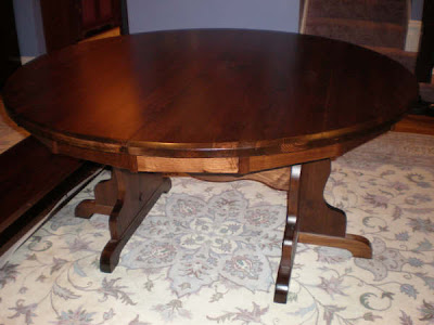 Round 60 Colonial Dining Table with Added Leaf, Walnut Hardwood, Winter Finish