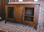 Distressed Wood Finish on Entertainment Center