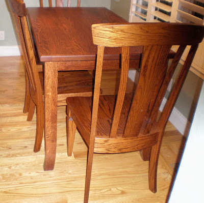 55 x 30 Pennsylvania Shaker Kitchen Table and Alsace Chairs, Oak Hardwood, Autumn Finish