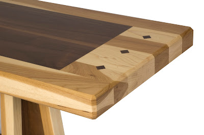Turin Bench, Custom Border Design, Natural Hickory and Walnut