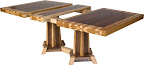 Turin 60 x 42 Dining Table, Custom Timber Edge, Custom Double Border Design, Hickory and Walnut Hardwood, Natural Finish