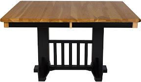 Woodland Table Shown in Natural Hickory and Midnight Oak