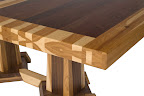 Turin 60 x 42 Dining Table, Custom Timber Edge, Custom Double Border Design, Hickory and Walnut Hardwood, Natural Finish