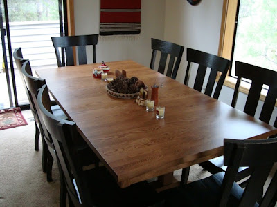 60 x 42 Mission Dining Table with 18 Inch Leaf in Medium Oak, Monaco Dining Chair in Custom Blackwash Finish