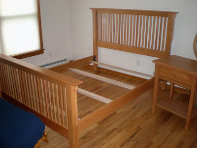 Mission Bed and Custom Nightstand in Natural Cherry