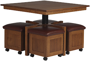 Compact Table and Seating in Rustic Quarter Sawn Oak