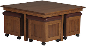 Compact Table and Seating in Rustic Quarter Sawn Oak
