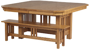 60 x 42 Plains Mission Dining Table and Plains Misson Bench in Medium Oak