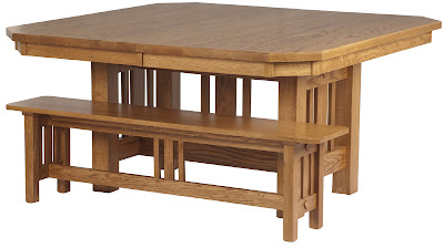 60 x 60 Plains Mission Dining Table and Plains Misson Bench in Honey Oak