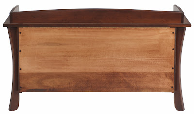 46 inch wide Kyoto chest in antique cherry, shown with padded seat and rail