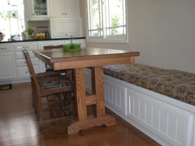 70 x 31 Trestle Table in Medium Oak, 1/4 inch Round Table Edge, Rectangular Tabletop
