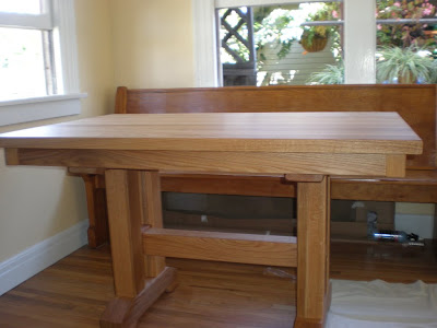 50 x 32 Trestle Table in Oil & Wax Oak, Square Table Edge, Rectangular Tabletop