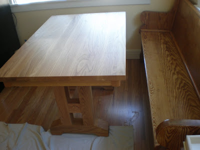 50 x 32 Trestle Table in Oil & Wax Oak, Square Table Edge, Rectangular Tabletop