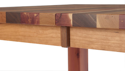 42 x 43 Pennsylvania Kitchen Table in Custom Walnut, Cherry and Cedar